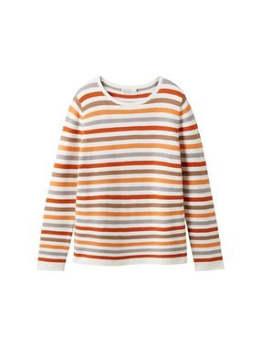 TOM TAILOR Strickpullover Langarm Strickpullover Rundhals Sweater aus Baumwolle OTTOMAN 4656 in Orange