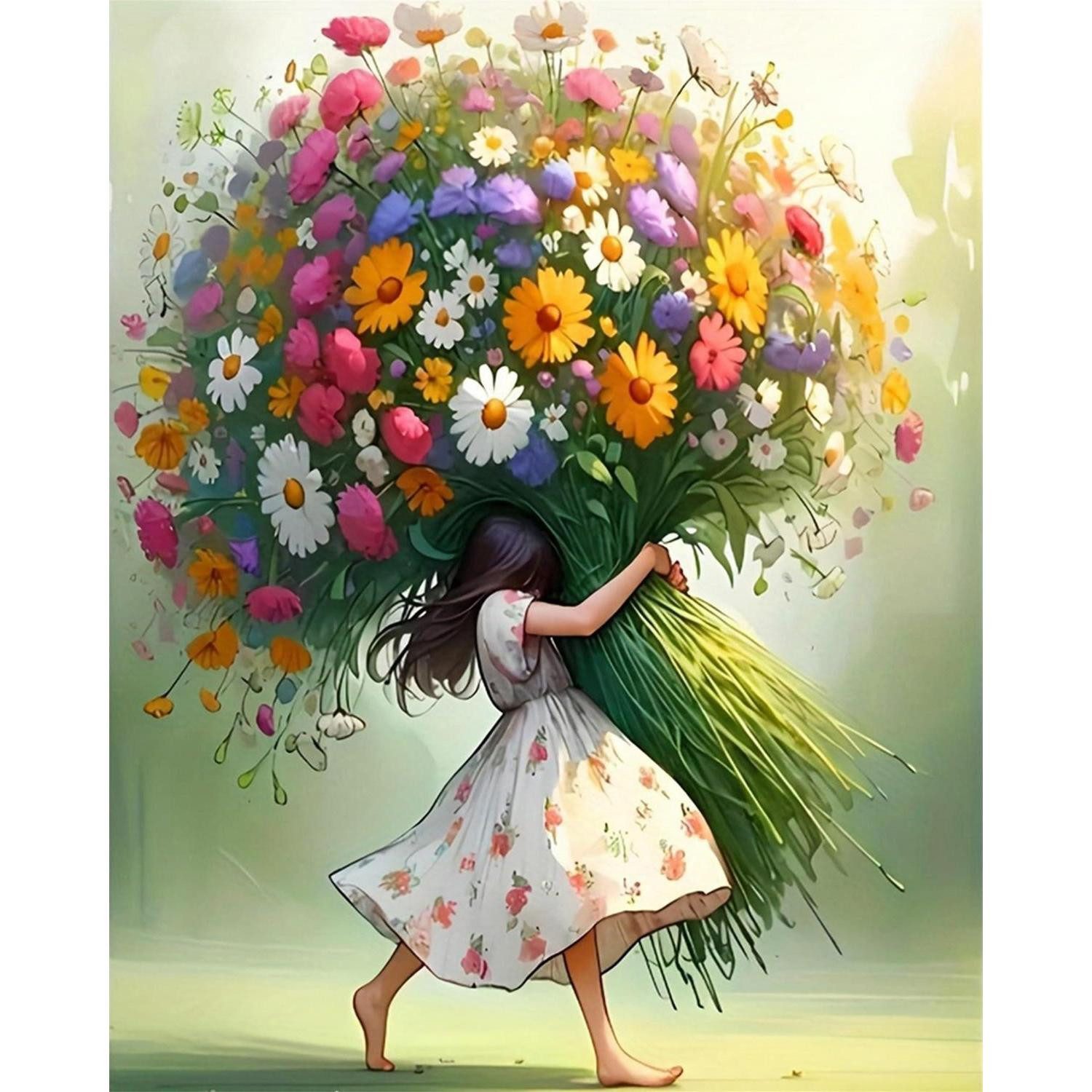 LuxusKollektion Malen nach Zahlen Malen nach Zahlen Blumen & Mädchen Set