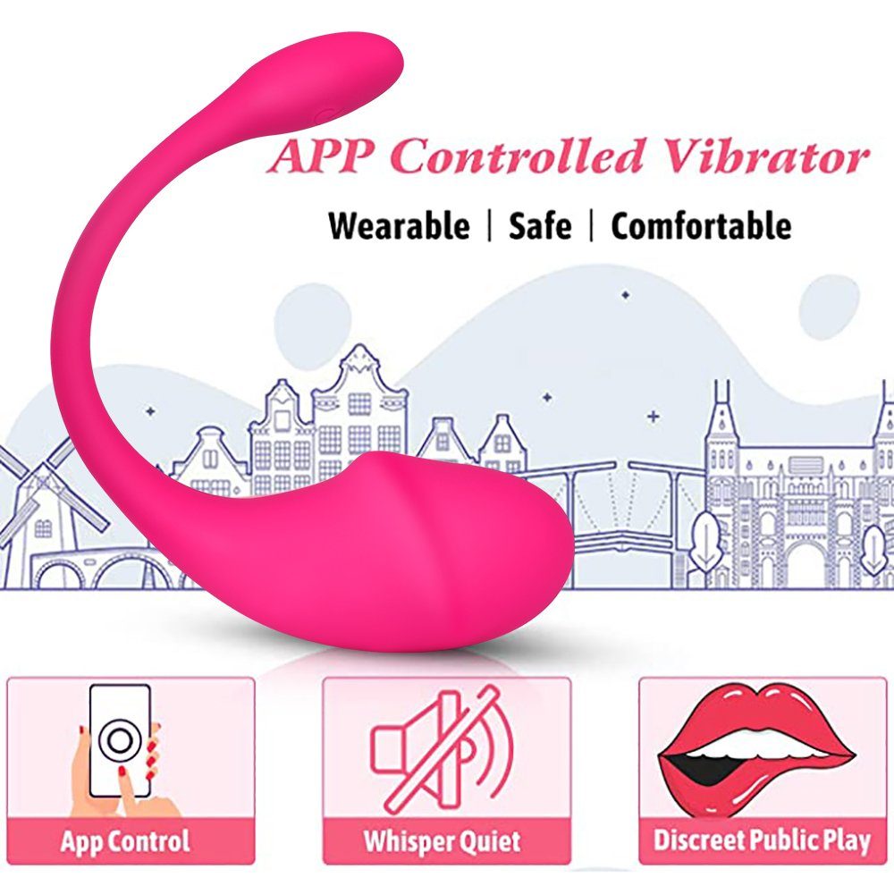 autolock Analvibrator App-Fernsteuerung Pink Vibrationsmodi Tragbarer Liebeskugeln der /Bluetooth Paare, mit 10 APP Vibrator für und mit