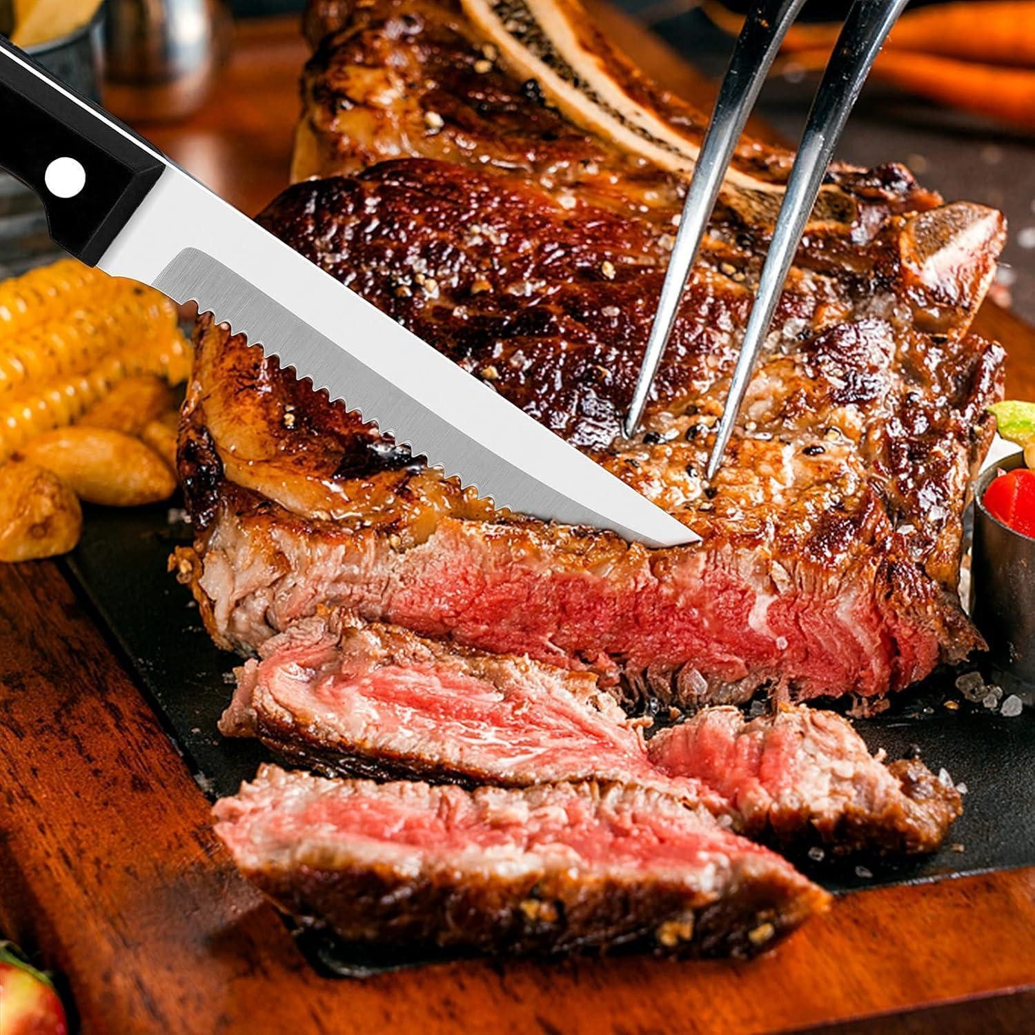 LuxusKollektion Steakmesser Steakmesser Set 12-tlg. Edelstahl Gezackt Rostfrei Spülmaschinenfest