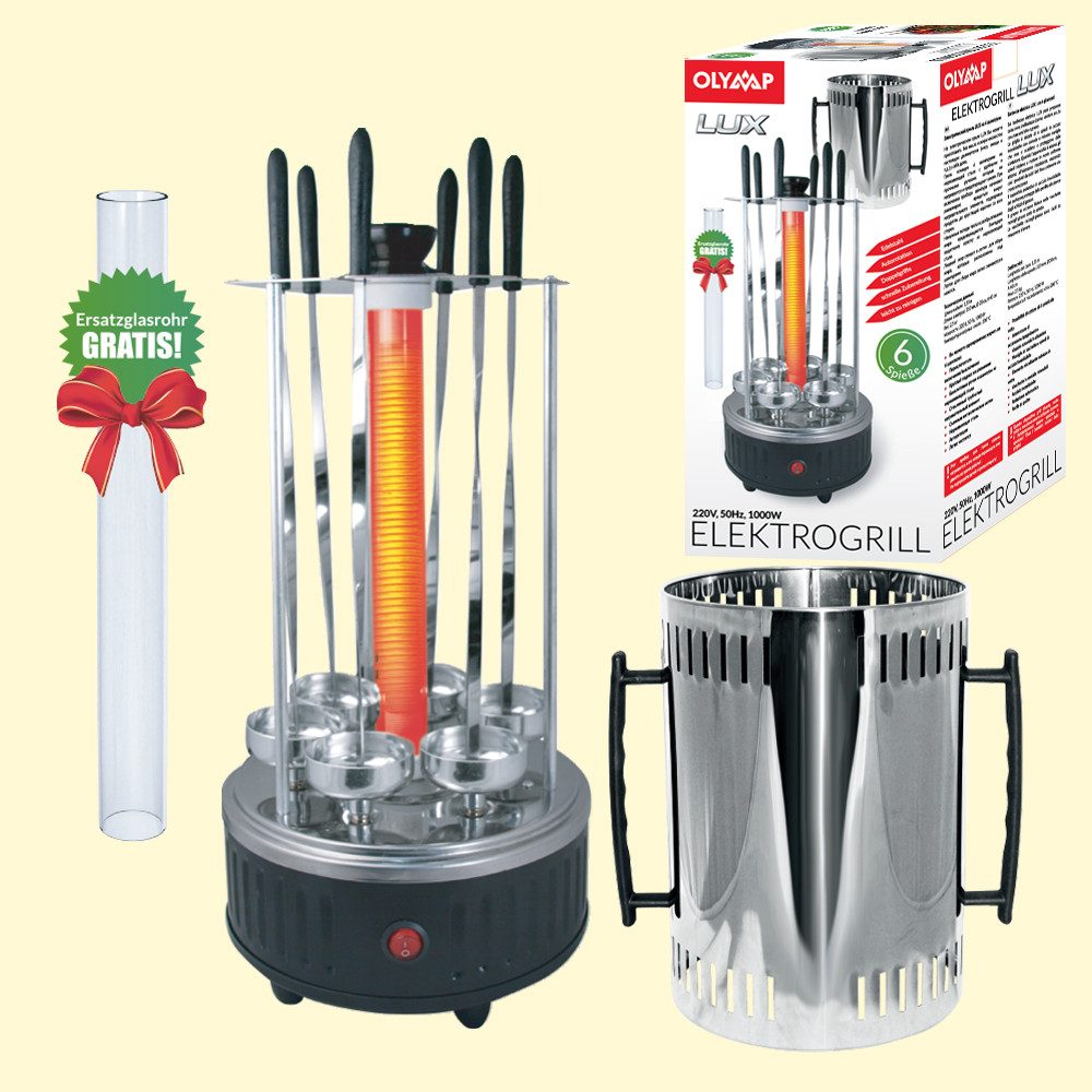 Olymp Handels GmbH Tischgrill Olymp Elektrogrill 1000 W, 6 Spieße, 200 °C, rauchfrei, 1 kg Grillgut