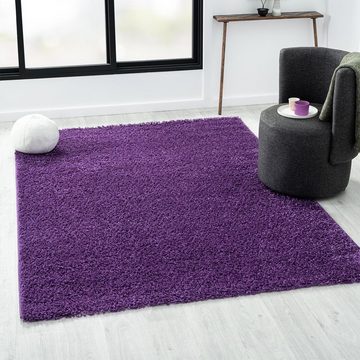 Hochflor-Teppich Prime Shaggy Hochflor Langflor Teppich Einfarbig Modern Lila, Vimoda, Rechteckig