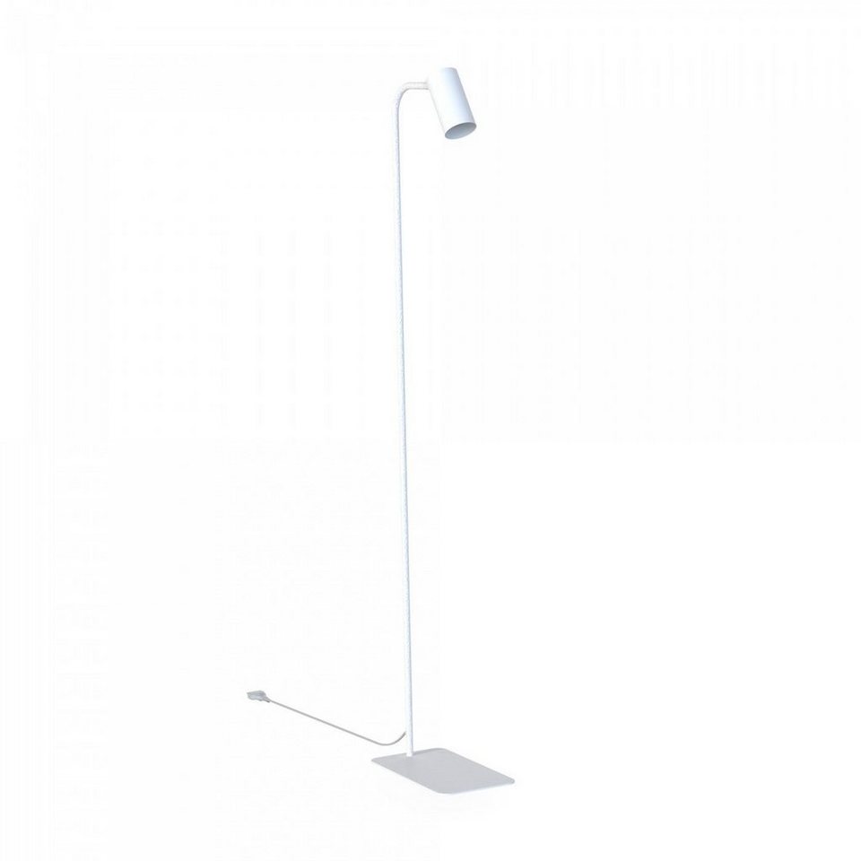 Licht-Erlebnisse Stehlampe COLENE, ohne Leuchtmittel, verstellbar Schalter  am Schirm Weiß 120 cm klein GU10 Wohnzimmer