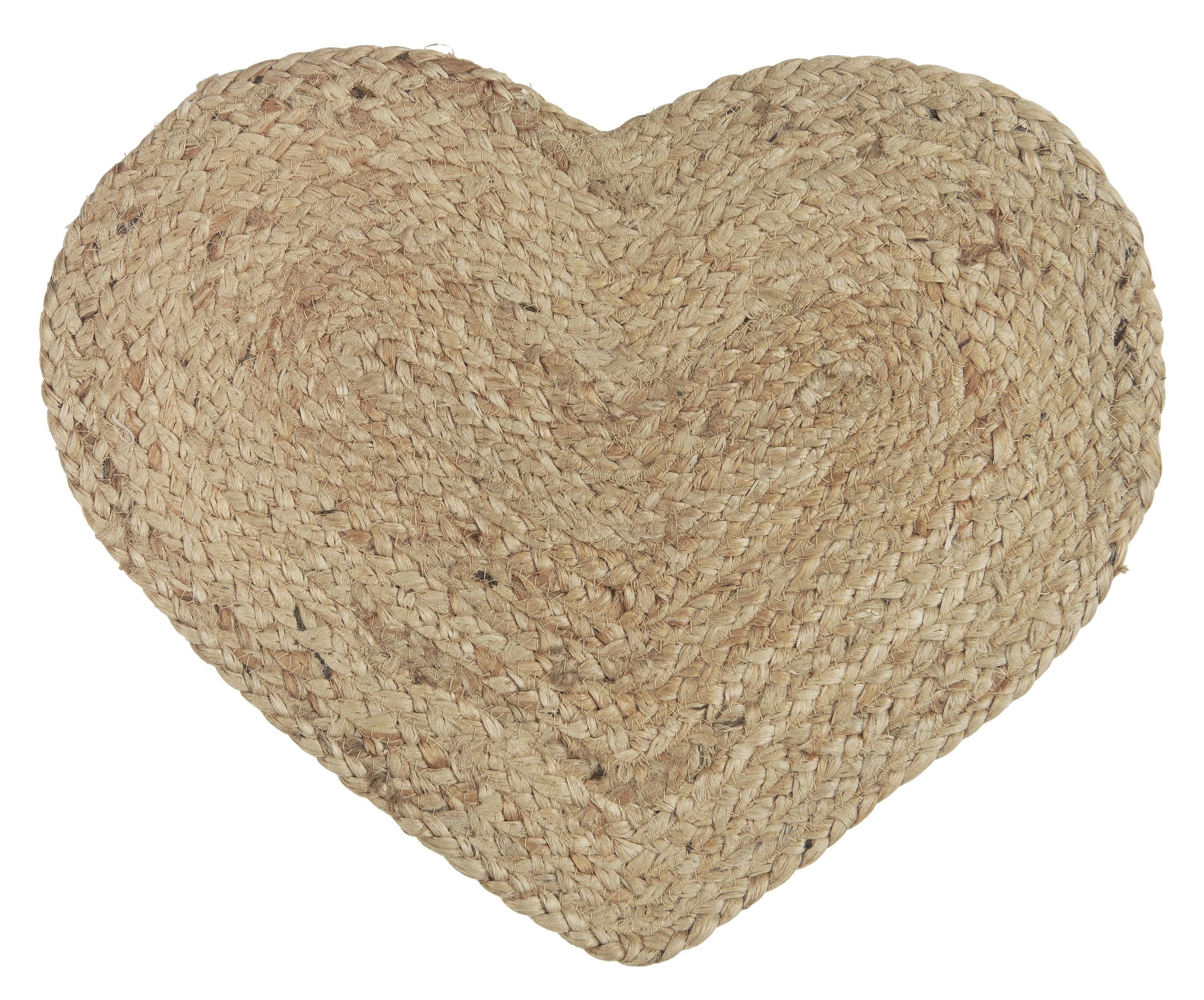 Platzset Platzmatte Tischmatte Tischset Platzset Herzform Jute Natur Laursen