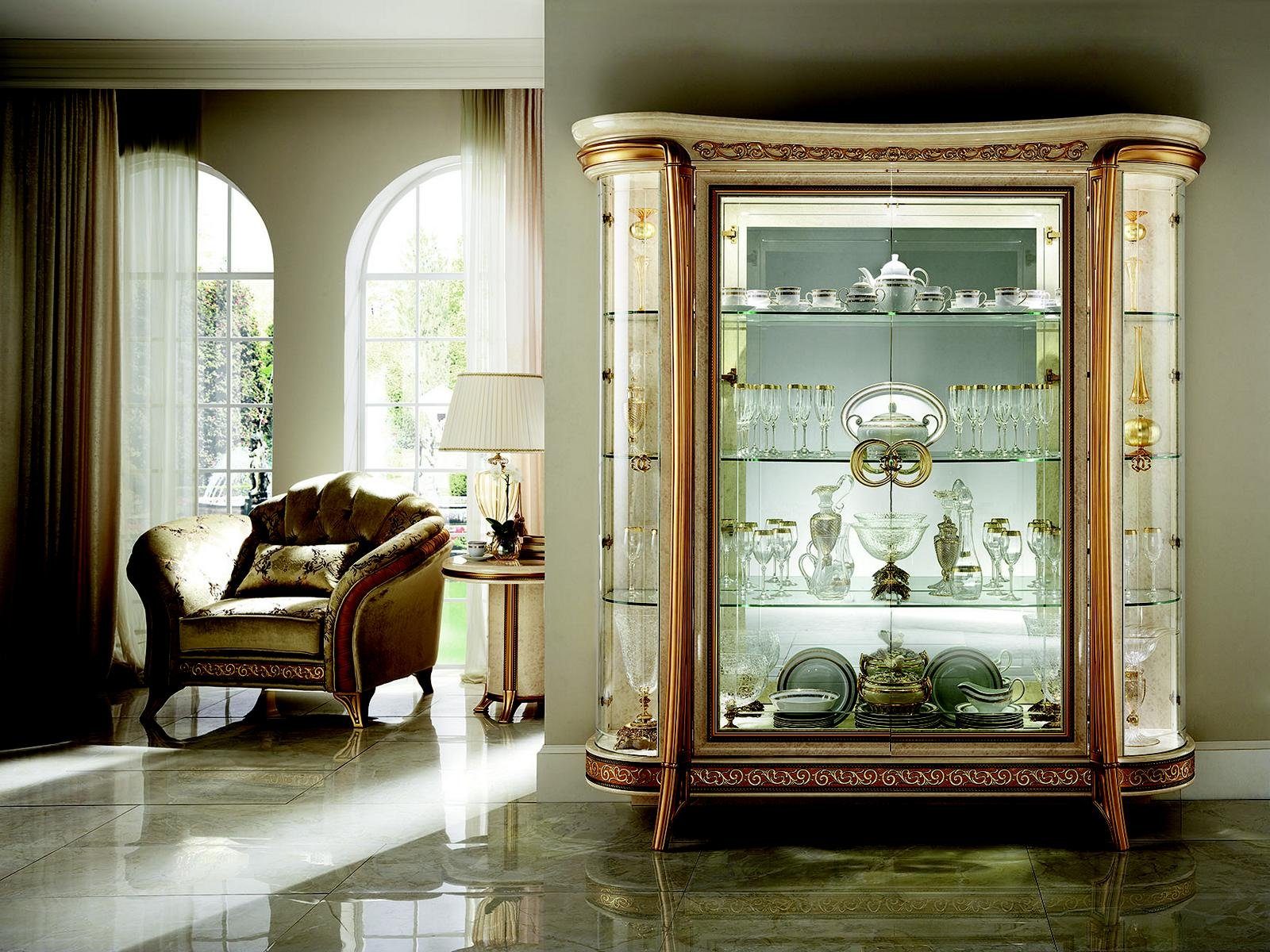 XXL Luxus Schaufenster Vitrine Vitrinen Glas Schrank  Antik Stil Barock Rokoko 