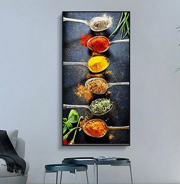 TPFLiving Kunstdruck (OHNE RAHMEN) Poster - Leinwand - Wandbild, Gewürze und Kräuter - (Verschiedene Motive für Küche und Restaurant), Farben: Rot, Gelb, Orange, Grün, Beige, Grau - Größe: 20x40cm