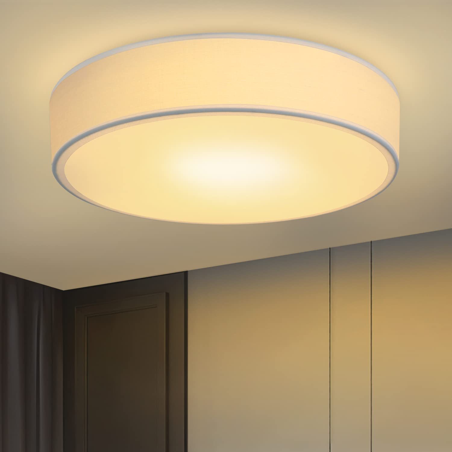 Nettlife Deckenleuchte Deckenleuchte Rund 1xE27 Stoff Φ30cm Schwarz, LED we günstig online kaufen