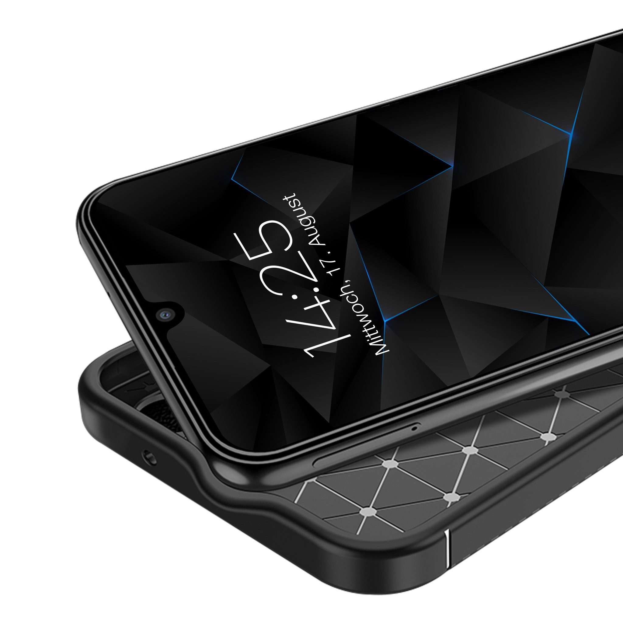 Tec-Expert Handyhülle Hülle in Carbon Optik für Samsung Galaxy A17 / A17 5G 6.7 Zoll, 6.7", Karbonlook Case Cover mit detaillierten Ausschnitten