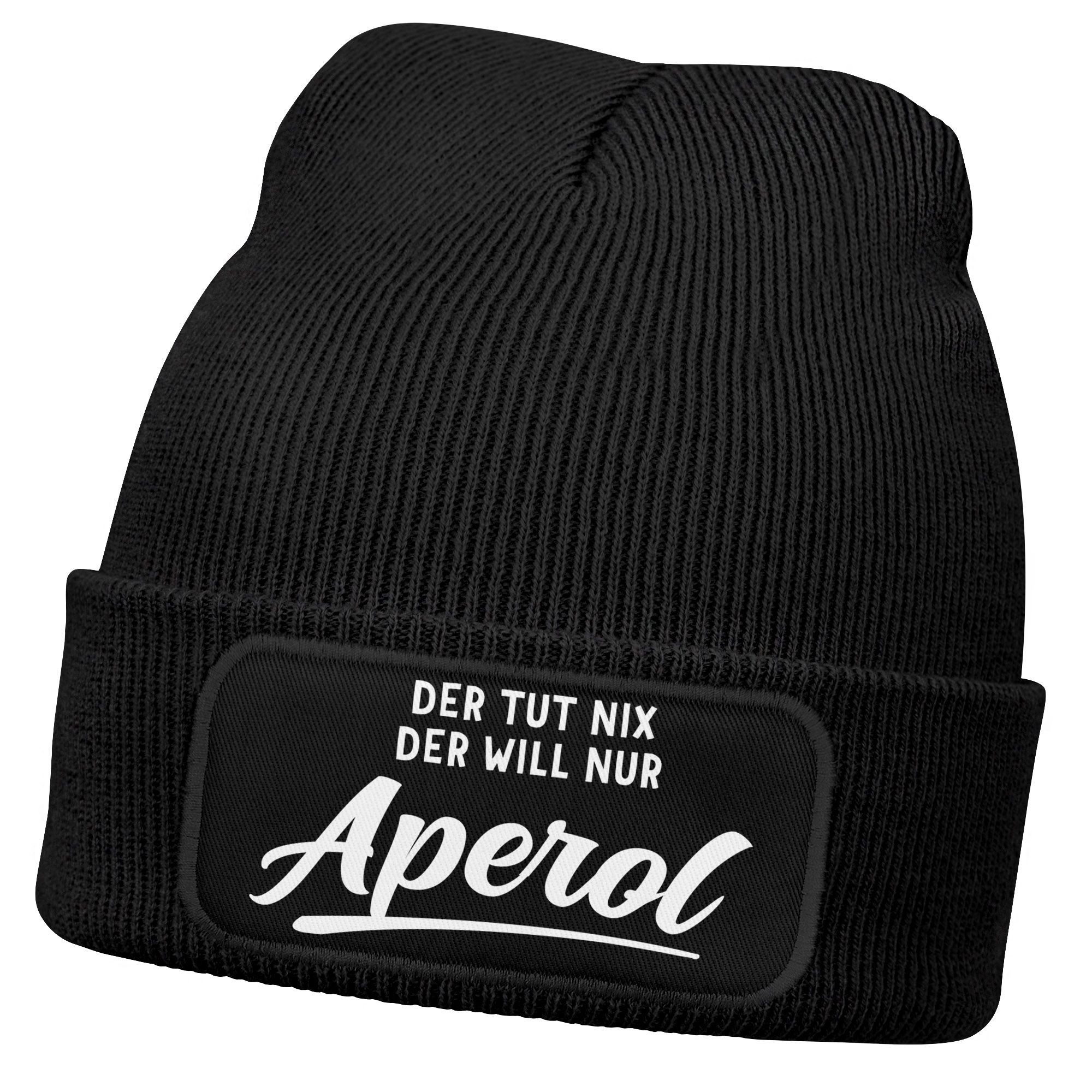Strickmütze Herren Beanie mit Patch Lieblingsgetränk Party Strickmütze Spruch
