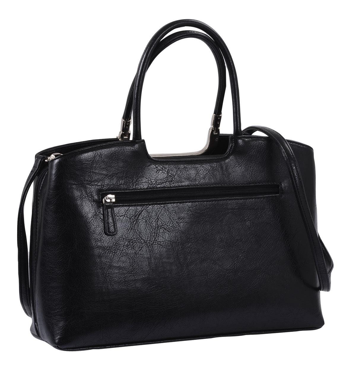 Handtasche Daniele Donati feste Damentasche, 3 Hauptfächer, schwarz