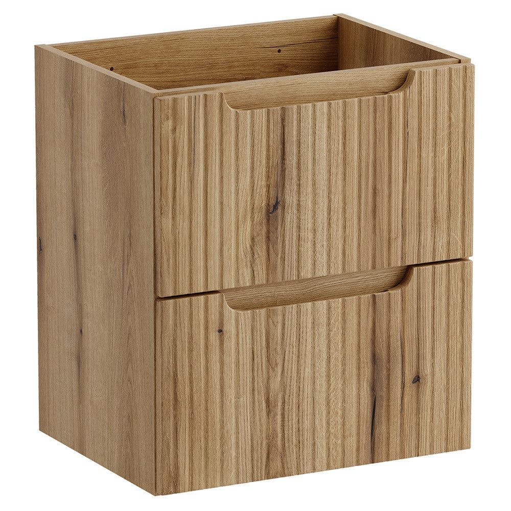 Lomadox Waschbeckenschrank NEWPORT-56-EVOKE 50 cm breit mit 2 Schubladen, Eiche mit gerillter Front