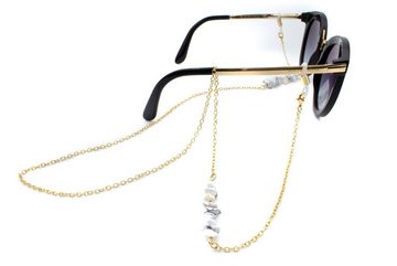 GERNEO Brillenkette GERNEO® - Formentera - Premium Brillenkette & Brillenband echte Steine, Versiegelung aus 18 Karat Gold oder 925er Silber - für Lesebrille