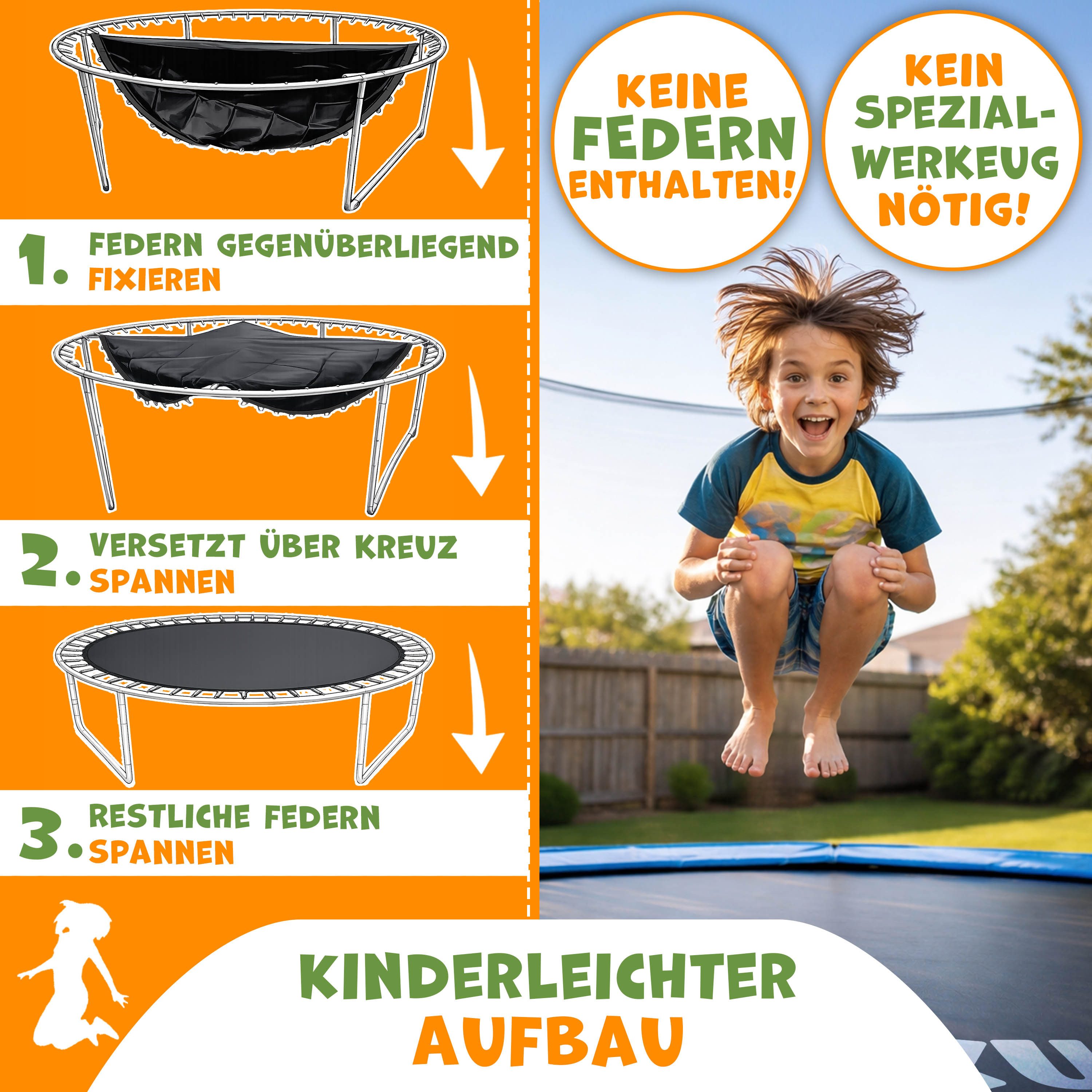 KIDUKU Hochsprungmatte KIDUKU® Trampolin Sprungtuch Ø 244 305 366 427 cm Ersatz Sprungmatte (48-96 Ösen UV-Beständig & Wetterfest Zubehör Ersatzmatte, Garten-Tr – Bild 4 von 5