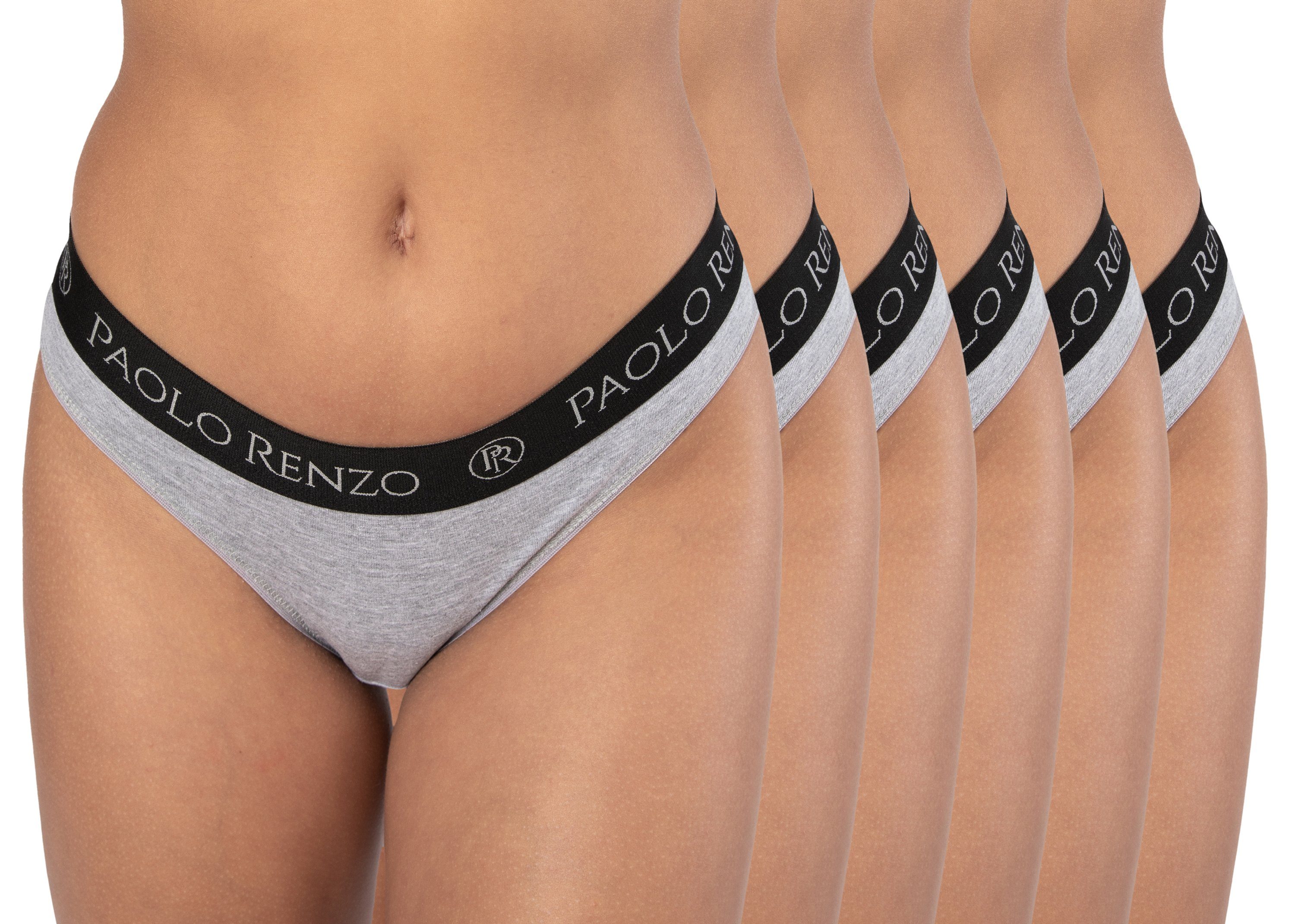 Paolo Renzo Stringtanga Sports-Collection Atmungsaktive & Hautsympatische Damen Tanga (6-St) Sport Tanga aus hochwertiger Baumwolle