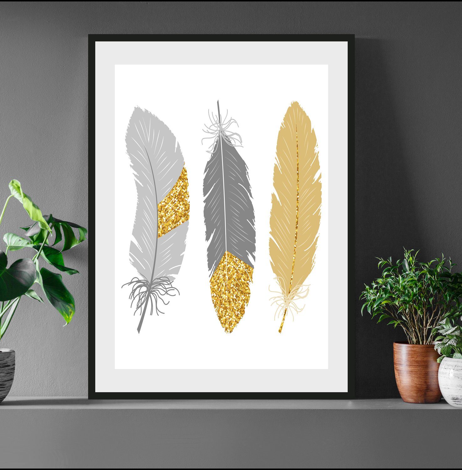 queence Bild Nathalia, Federn, Kunst, gerahmt, Federn