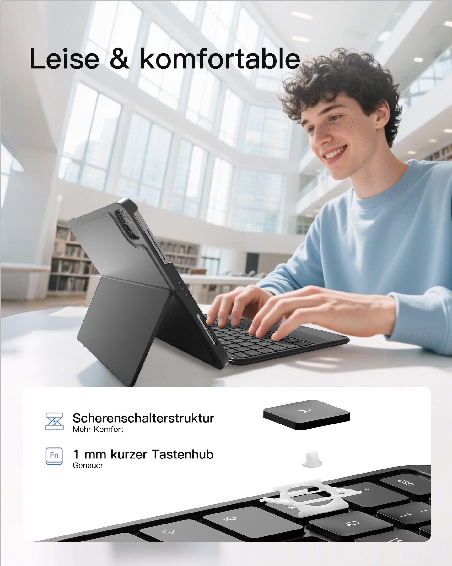 Inateck für iPad 11 Gen A16, 11 Zoll iPad Air M4 M3, iPad 10, iPad Pro 4/3/2/1 iPad-Tastatur (Ultraleichte, Abnehmbare Tastatur mit Touchpad, Tragbar) – Bild 5 von 5