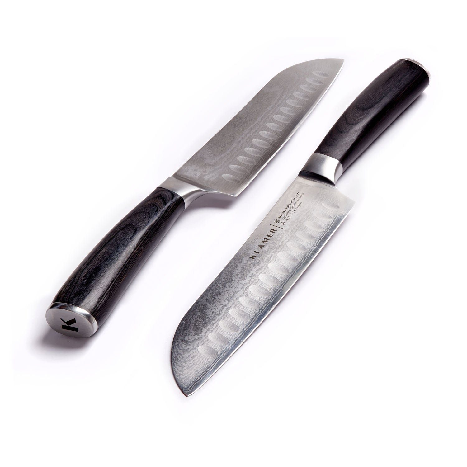 KLAMER Damastmesser Premium Santoku Messer echter japanischer Stahl 18 cm Kochmesser, 67-Lagen Damaststahl, 61 HRC, 13° Schnittwinkel