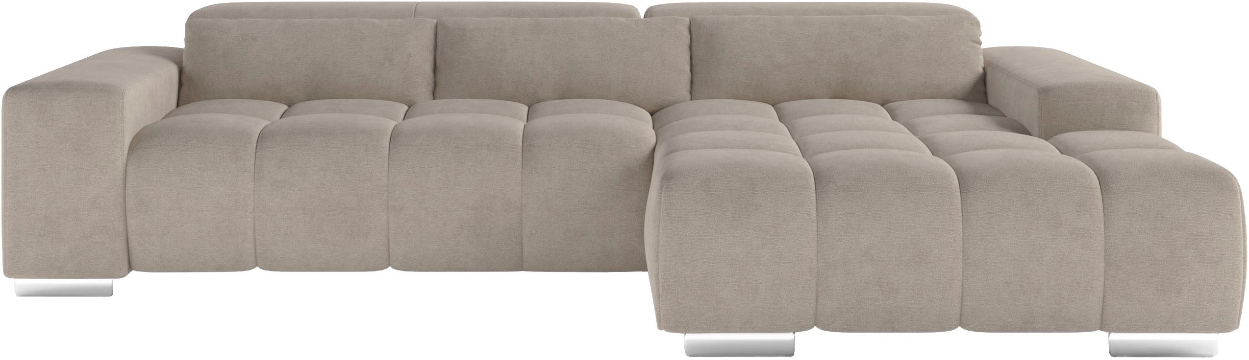 COTTA Ecksofa Orion L-Form, mit 2x Kopfteilverstellung & 3 Nierenkissen