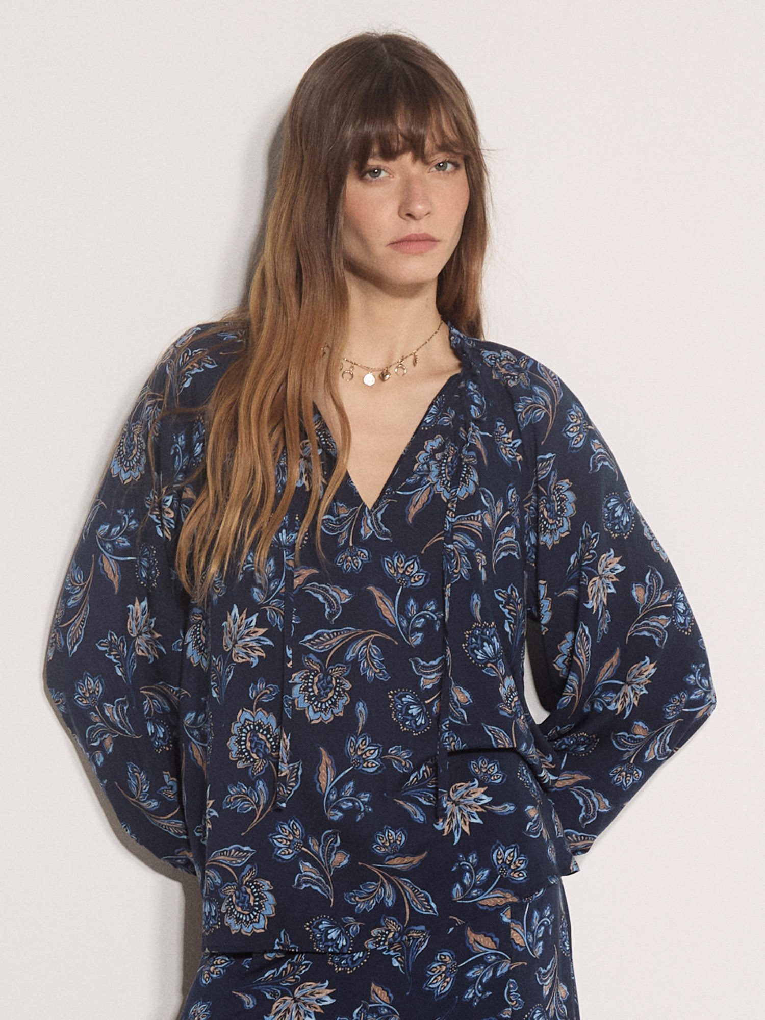 Apricot Blusentop Sarasa Rüschenbluse im Folk-Stil