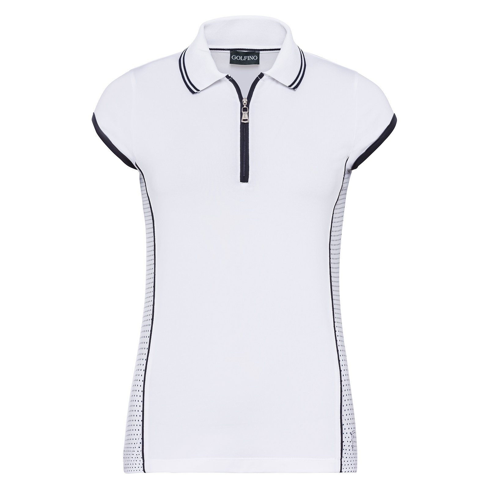 GOLFINO Poloshirt Golfino Perfect Round Dot Cap Sleeve Polo Optic White