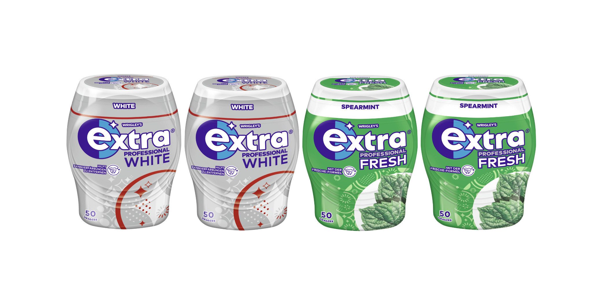 EXTRA Süßigkeit Extra Professional Kaugummi Mix 4 Dosen, Spearmint & White