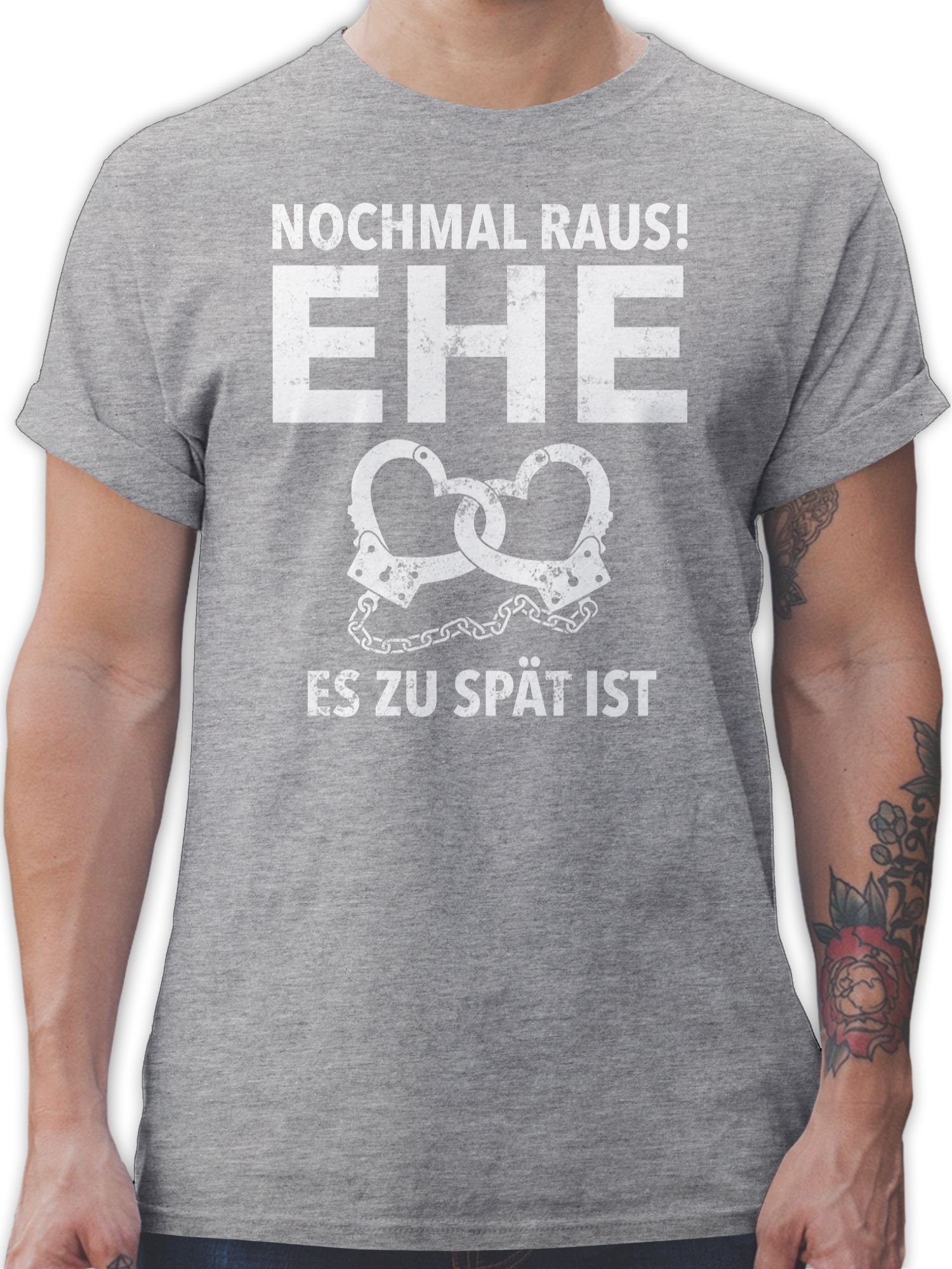 Shirtracer T-Shirt Nochmal raus Ehe es zu spät ist JGA Männer 02 Grau meliert