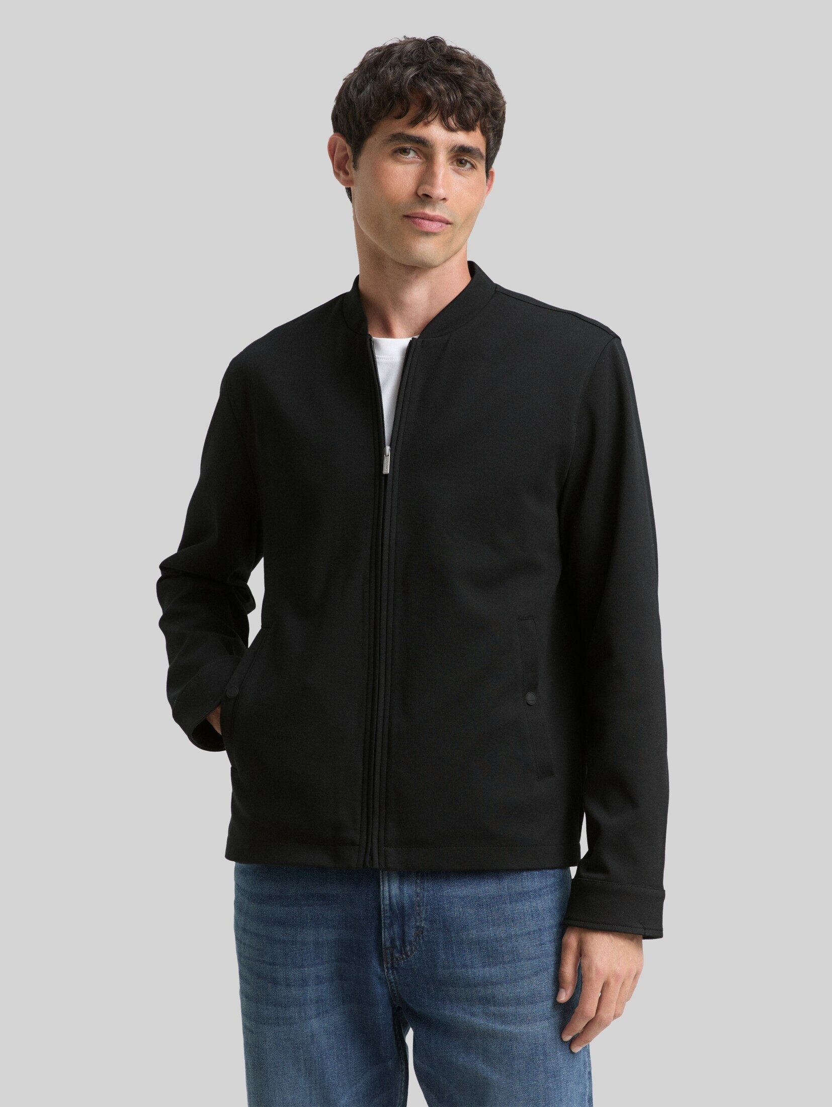 TOM TAILOR Sakko Blazer Piqué Blouson Jacke mit Bomberkragen