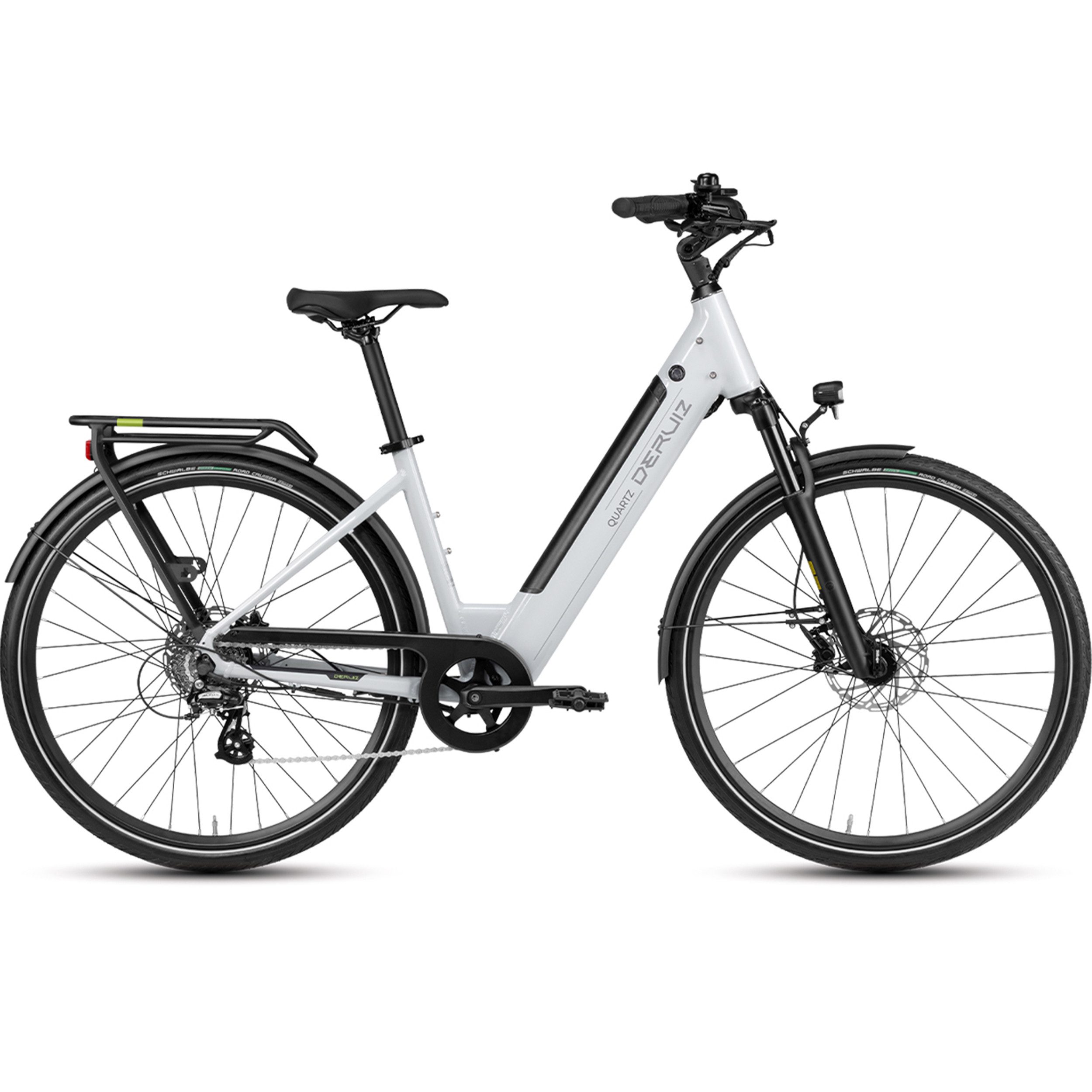 DERUIZ E-Bike Cityrad 28 Zoll, Elektrofahrrad für Damen & Herren, bis zu 161 km, 8 Gang Schiamano Altus RD-M310 Schaltwerk, Kettenschaltung, Heckmotor, 644,00 Wh, (Federgabel mit Lockout, Farb-LCD-Display mit Bluetooth, Drehmomentsensor), 5 Unterstützungsstufen / Anfahrhilfe, hydr. Scheibenbremse, RH: 44cm