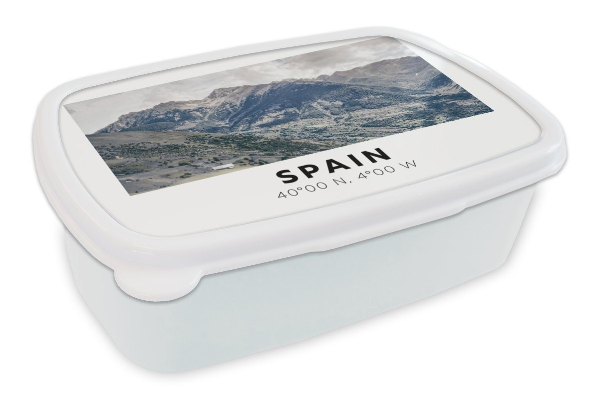 MuchoWow Lunchbox Spanien - Grün - Europa, Kunststoff, (2-tlg), Brotbox für Kinder und Erwachsene, Brotdose, für Jungs und Mädchen weiß