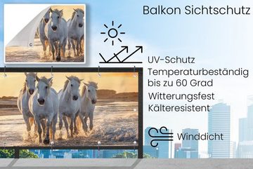 MuchoWow Balkonsichtschutz Pferde - Wasser - Strand - Tiere (1-St) Balkonbanner, Sichtschutz für den Balkon, Robustes und wetterfest