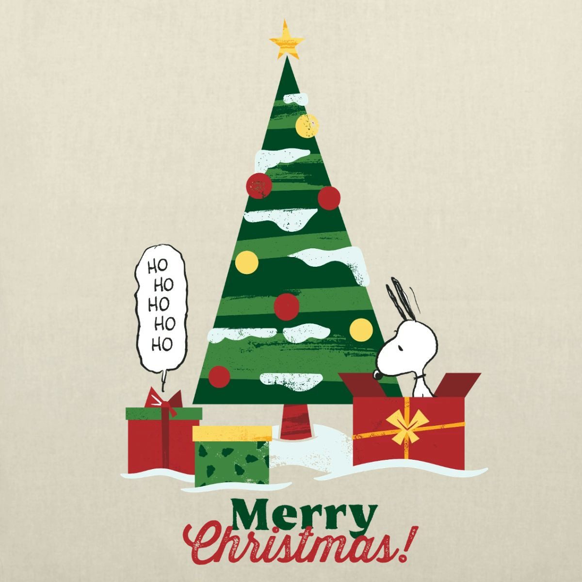 Spreadshirt Henkeltasche Peanuts Merry Christmas Mit Snoopy & Tannenbaum Stoffbeutel (1-tlg)