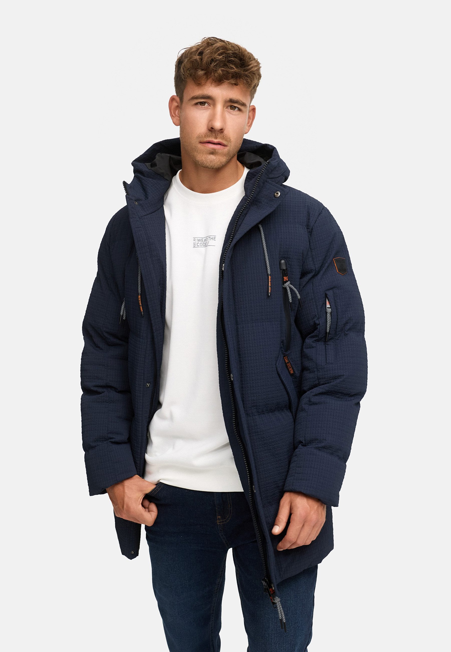 Indicode Winterjacke Herren INLondoy Jacke Winter Herrenjacke Parka mit markanter Struktur und Kapuze