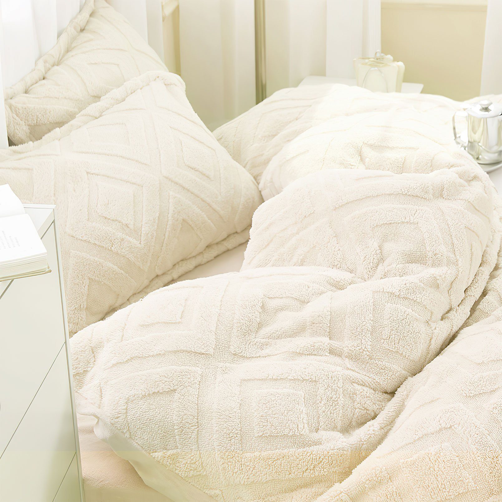 KEAYOO Bettwäsche TF, Polyester, 2 teilig, Flauschig warmes Teddy Plüsch warm für Winter