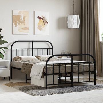 furnicato Bett Bettgestell mit Kopf- und Fußteil Metall Schwarz 120x200 cm