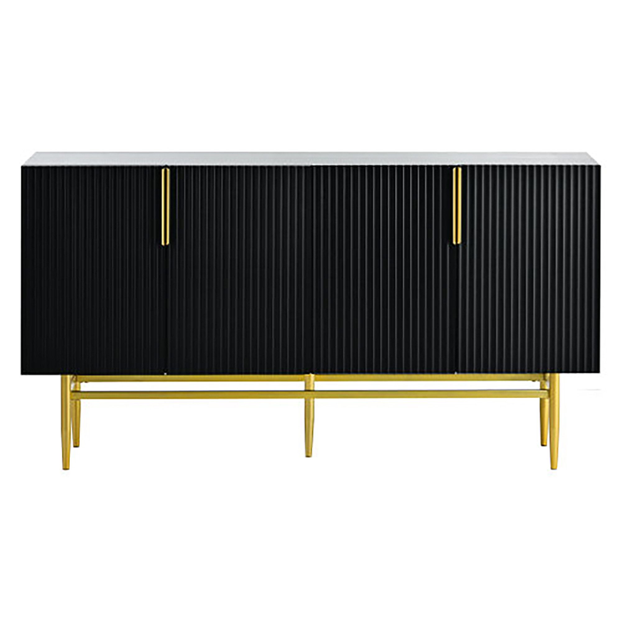 Sideboard mit 4 Türen, Goldfarbener Metallgriff