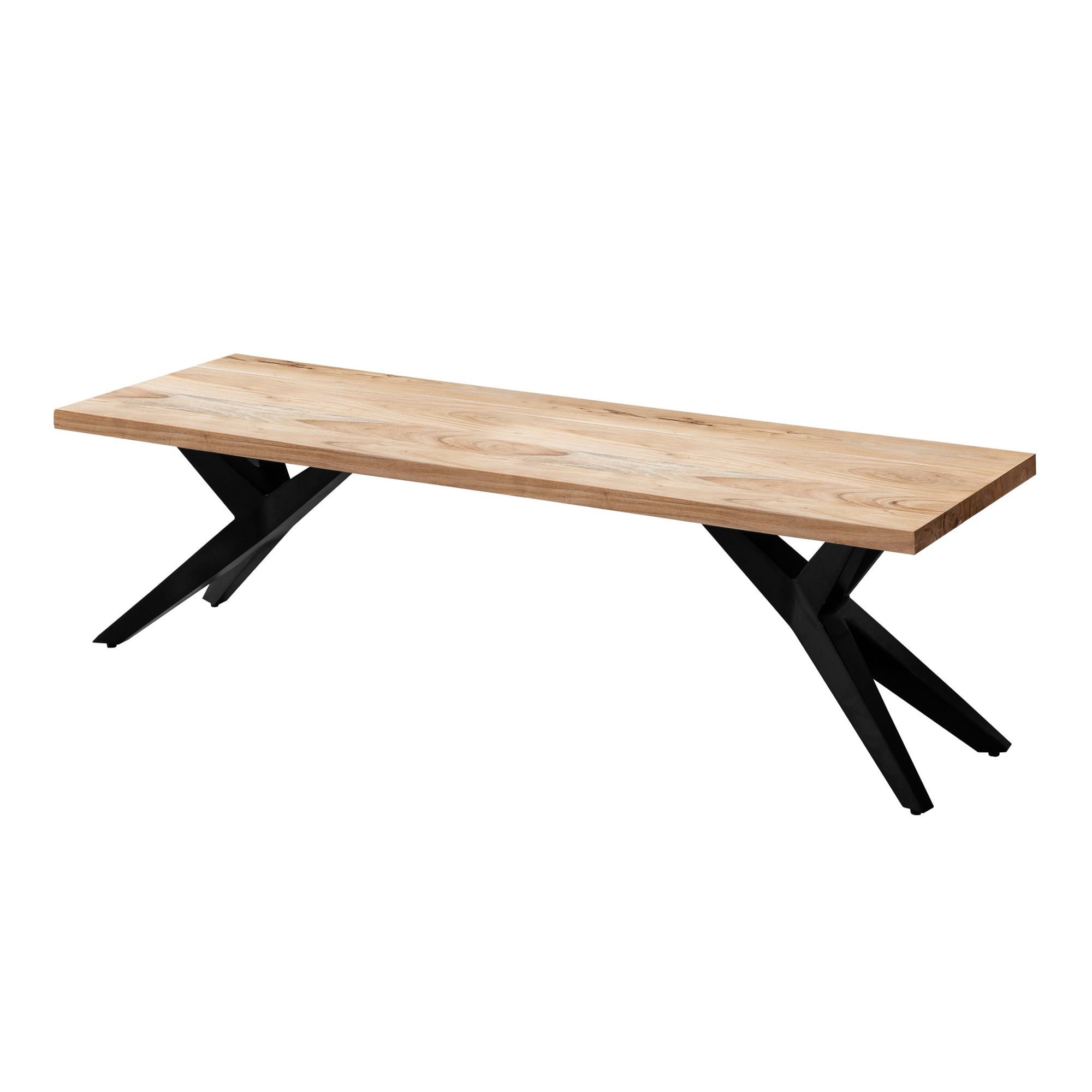 FINEBUY Essbank FB66299 (Industrial Holzbank, Akazie Massivholz 120 cm), Sitzbank Esszimmer Holz, Esszimmerbank ohne Lehne