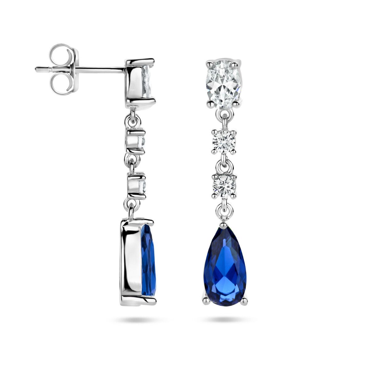 NICEANDnoble Paar Ohrhänger 925er Ohrhänger/Ohrstecker Zirkonia saphierblau