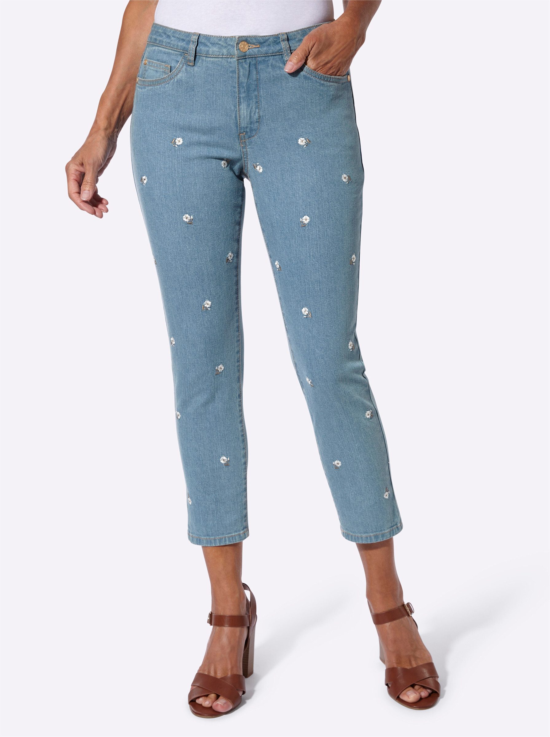 Jeansshorts 7/8-Jeans leicht vertieft