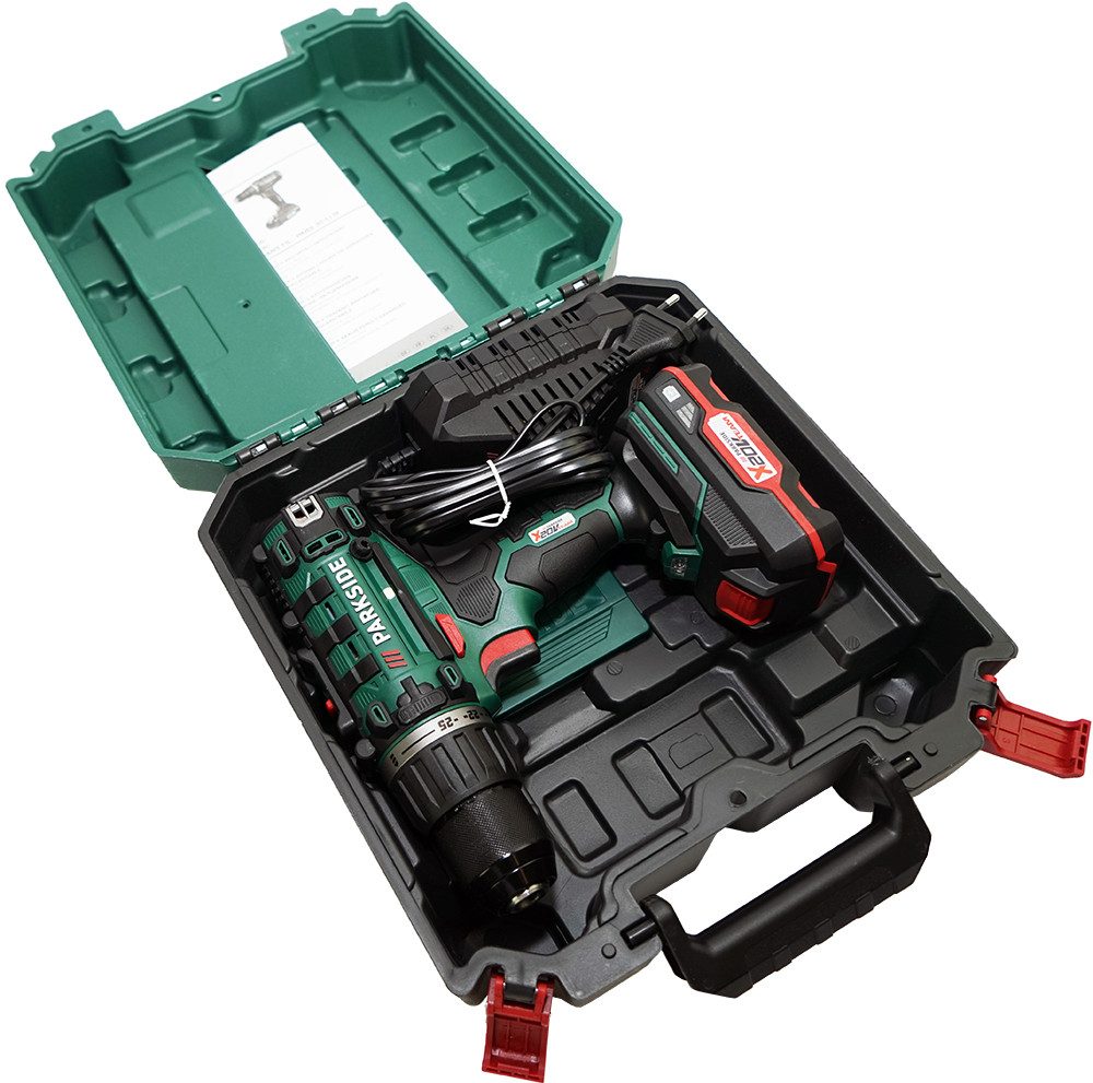 Parkside Akku-Bohrschrauber 20V Akku Bohrschrauber Akkuschrauber PABS 20-Li I9 (inkl. Akku), 20 V, max. 1500 U/min, Kraftvoller Motor mit 2-Gang-Getriebe