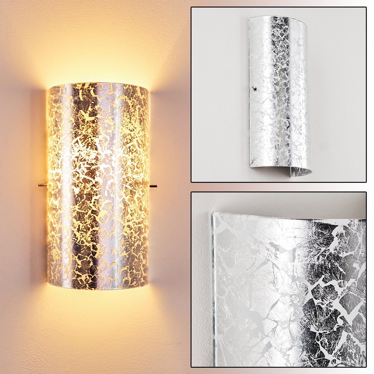 hofstein Wandleuchte »Alassio« Wandlampe aus Metall/Glas in Silber, ohne Leuchtmittel, moderne mit Up & Down-Effekt, 1xE14, Innen mit Lichteffekt