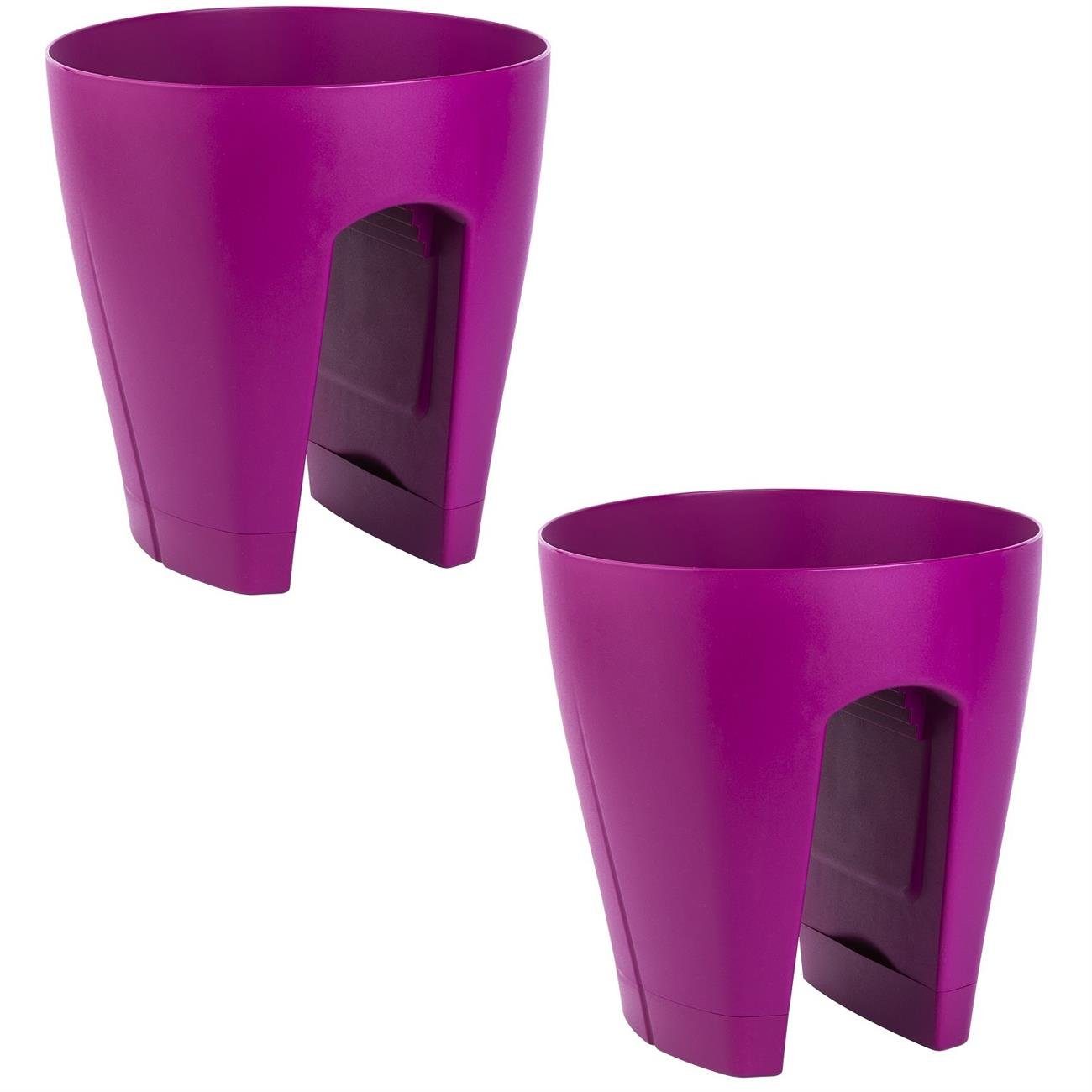 Engelland Blumentopf Geländertopf mit Wasserauffangschalen (Vorteils-Set, 2 St., Fassungsvermögen 9 Liter je Topf), UV-beständig, wetterfest, frostbeständig, ideal für Geländer/Zäune