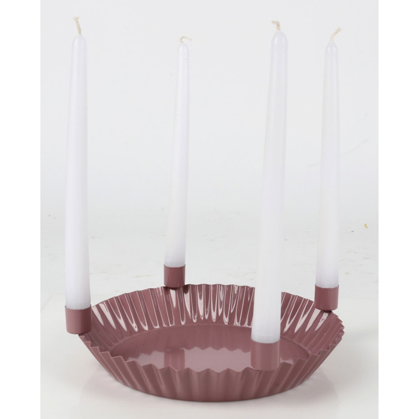 BURI Kerzenständer WH Metallschale mit 4 Kerzenhaltern 20 x 6 cm 8 Stück