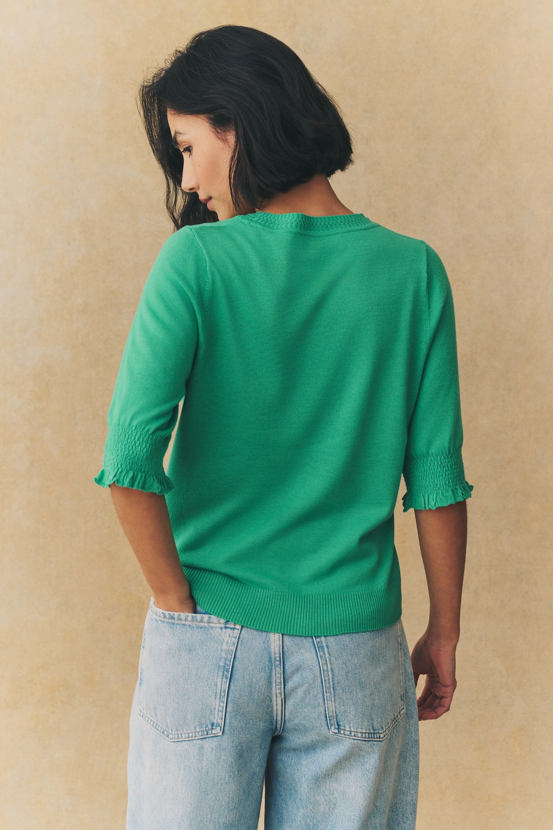 Next T-Shirt Kurzarm-T-Shirt mit Rüschenrand (1-tlg) günstig online kaufen