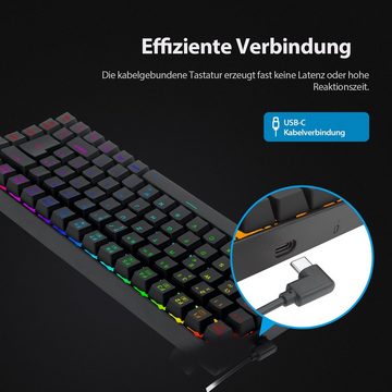 Redragon K629-RGB 75% RGB Backlight Mechanical Gaming-Tastatur (RGB Hintergrundbeleuchtung, Anti-Ghosting Design, Hot-Swap-fähig Schalter, Anti-Rost Metallplatte)
