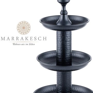 Marrakesch Orient & Mediterran Interior Etagere 3 Etagen Etagere aus Edelstahl Rosal rund 48cm Groß, Cupcake Ständer, Handarbeit