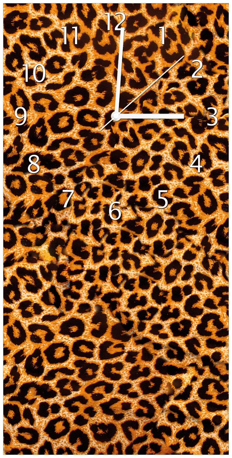 Wallario Wanduhr Leopardenmuster in orange schwarz (Uhr aus Acryl)