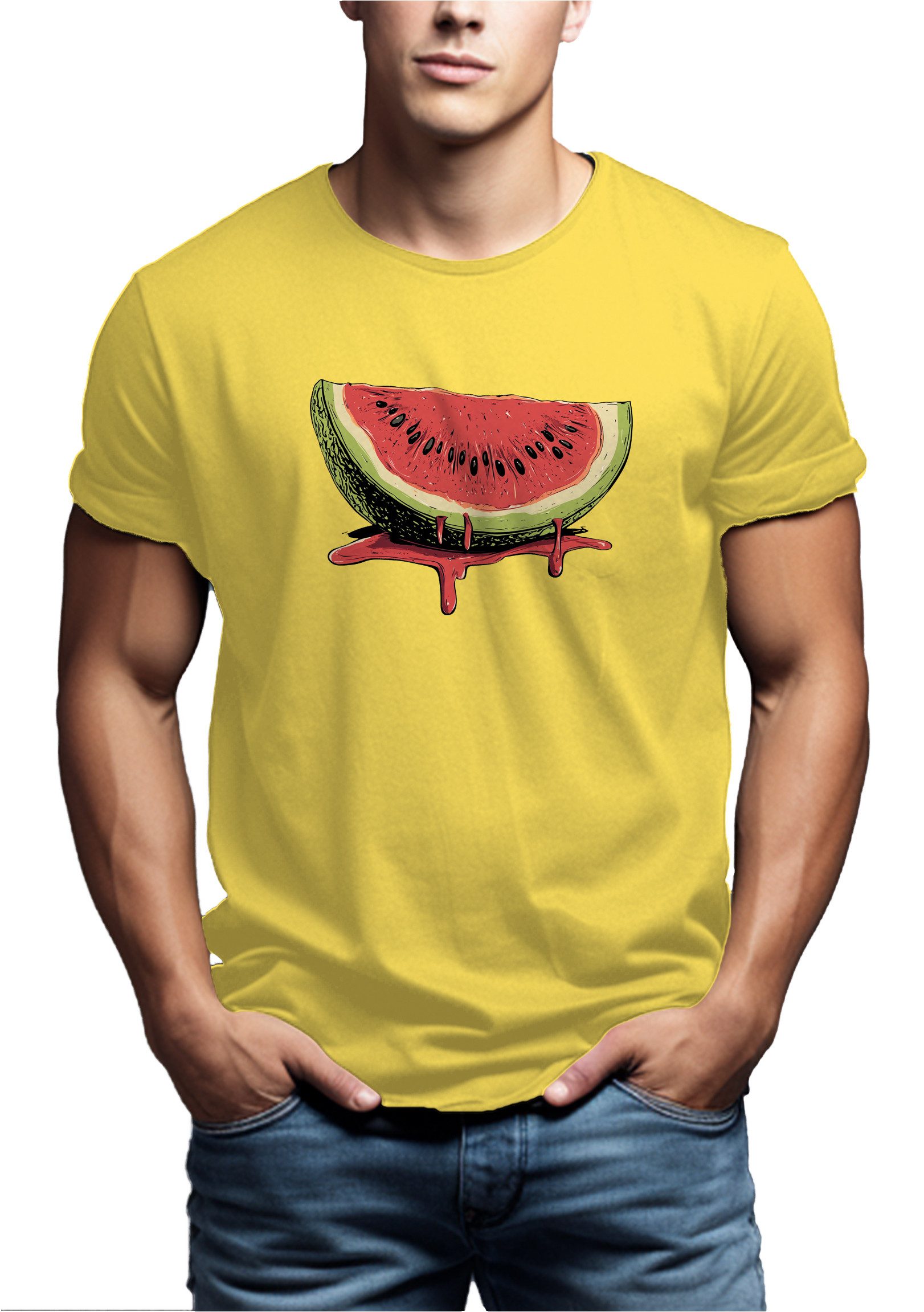 MAKAYA T-Shirt mit Wassermelone Melonen Print günstig online kaufen