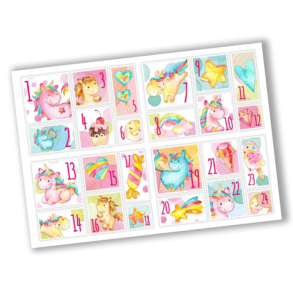 PAPIERDRACHEN DIY-Adventskalender 24 Zahlenaufkleber - Papier selbstklebend (24-tlg)