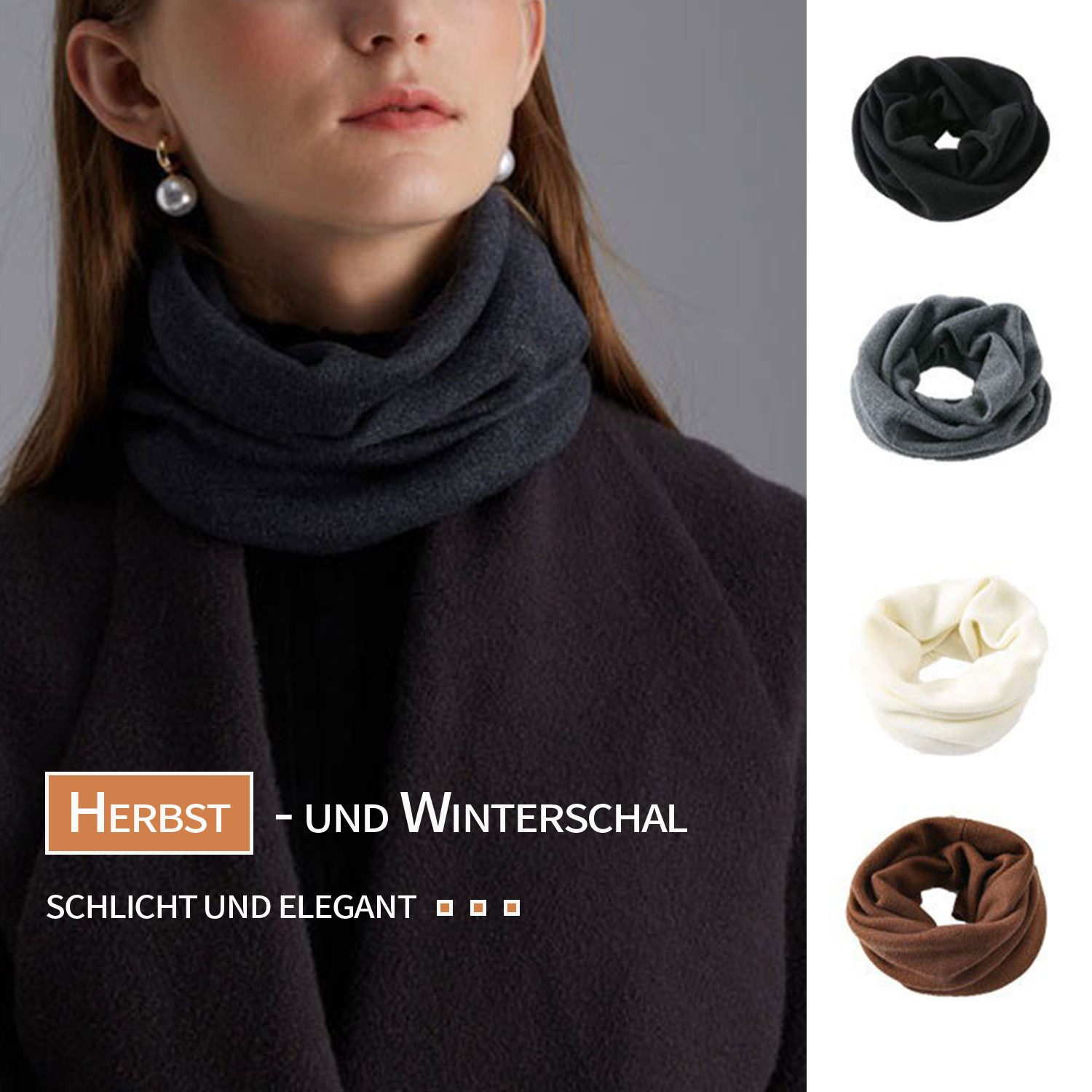 Refttenw Halswärmer Schlauchschal Loop Schal Damen Winter Wolleschal, 46x23cm