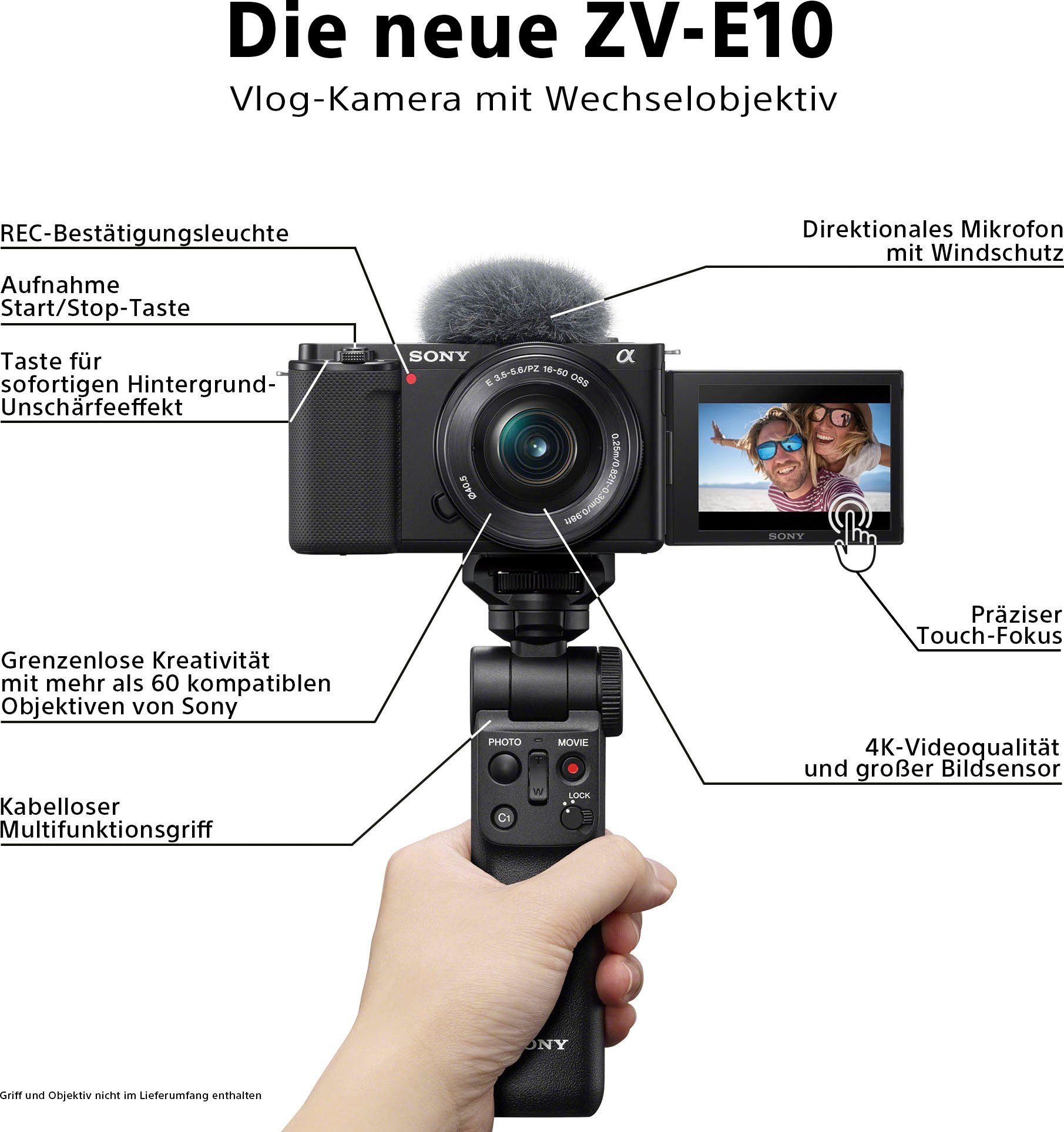 MP, Sony SEL16-50 5.6 mit OSS schwenkbarem 50 - (SELP1650), F3.5 Objektiv) inkl. - PZ ZV-E10L (WiFi), WLAN Vlog-Kamera Display 24,2 Systemkamera Bluetooth, 16 (E mm